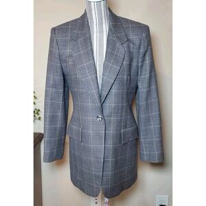 Jones New York Women's 100% Wool Plaid Jacked Career Preppy Academia Sz 6